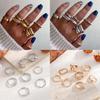 Geometric Metal Ring Set For Women With Electroplated Finish For Fashionable Summer Wear