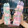1PC Pink Pumpkin Spice Fall Print 750ml Color Plastic Sports Water Bottle Leakproof Flip Straw Lid Suitable for Sports Office Home Use