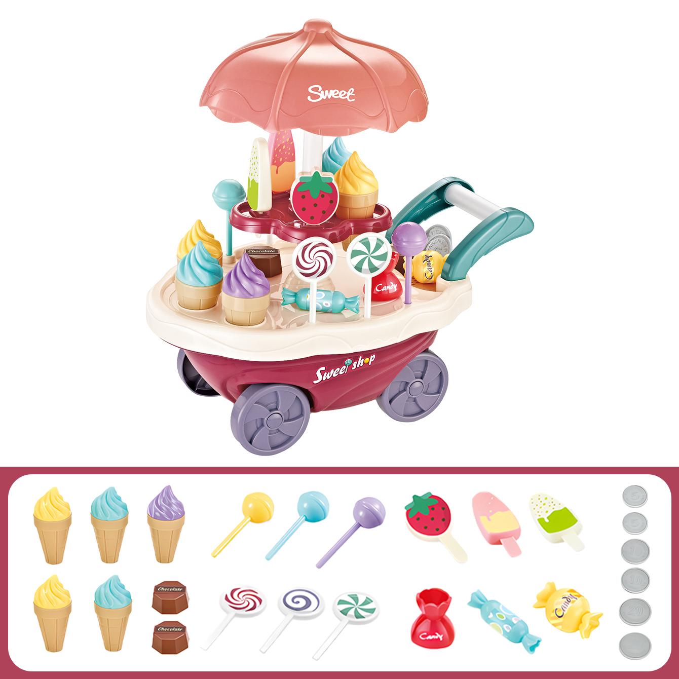 Family Play Children s Toys - Light and Music Mini Candy Dessert Cart with Storage Feature Toy Set