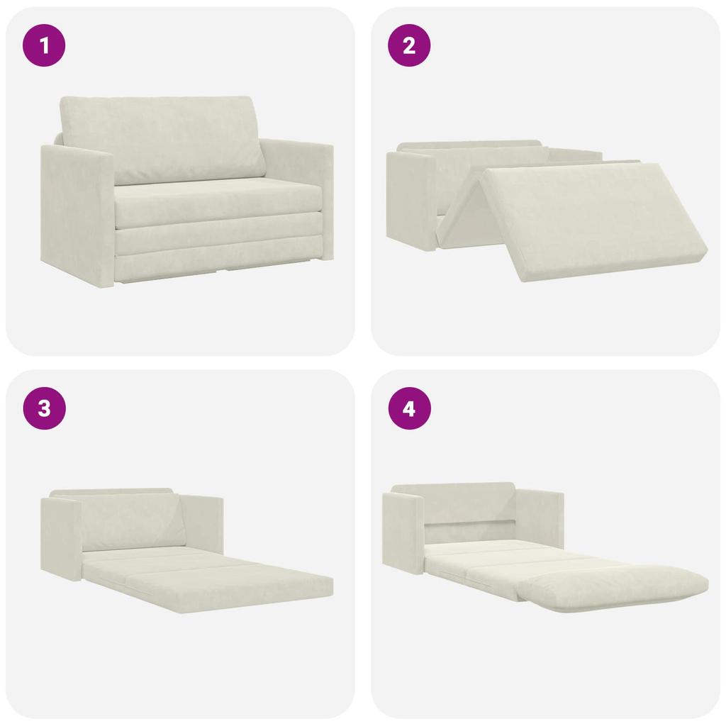 Cream Sleeper Sofa 124 X 71 X 78 Cm Velvet