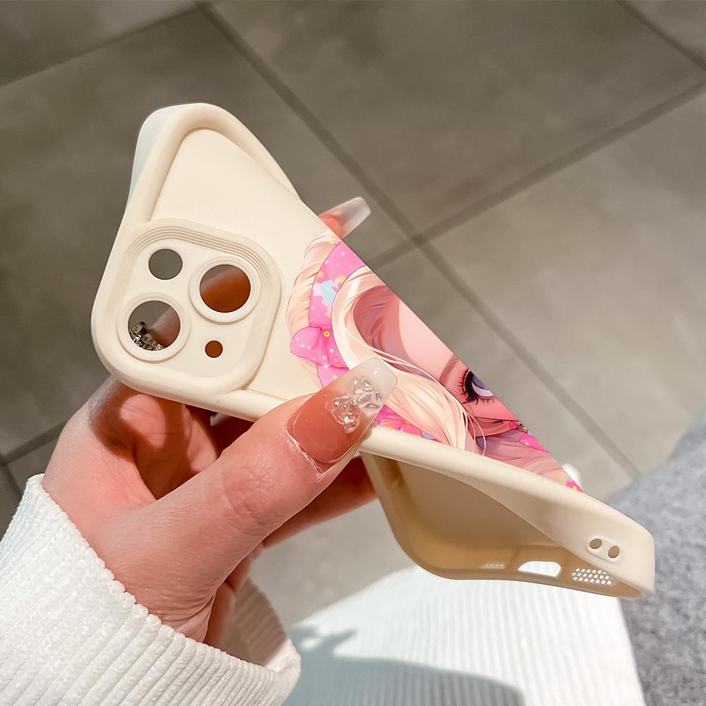 Soft Silicone Square Ladders Cartoon Pattern Full Cover Camera Protection Shockproof Case for iPhone Infinix Tecno Vivo