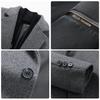 Men's Korean Style Mid-Length Wool Coat - Double-Sided, Thick, Suit Collar, Autumn/Winter Fashion.