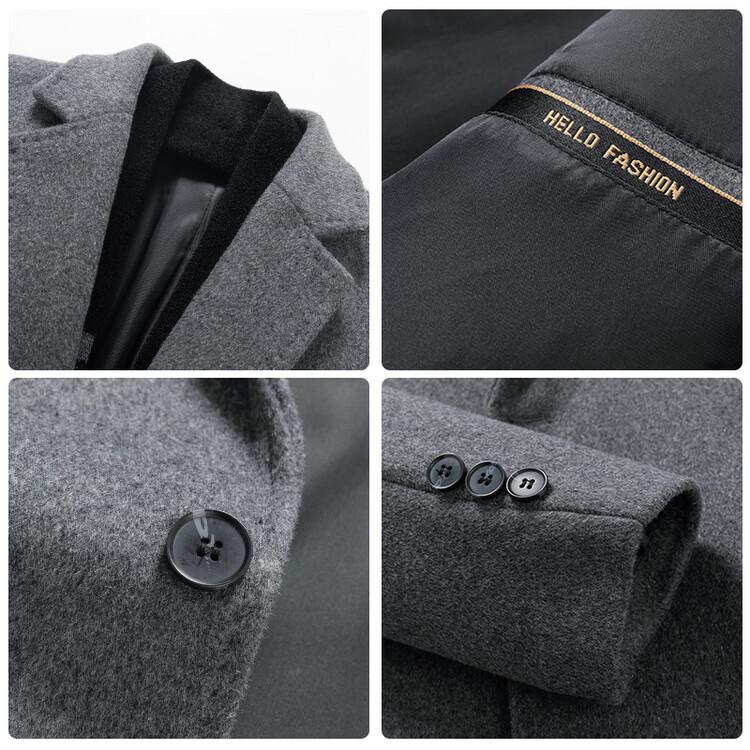 Men's Korean Style Mid-Length Wool Coat - Double-Sided, Thick, Suit Collar, Autumn/Winter Fashion.