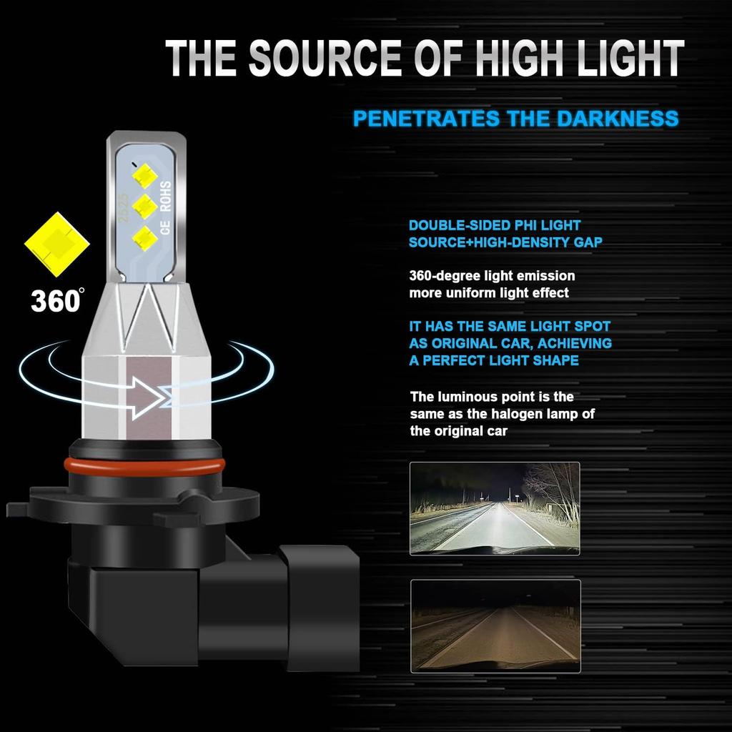 For Toyota Camry 2000 2001 2002 2003 2004 2005 2006 Light Bulbs, 800% Brightness Hi and Lo Beam+Fog Light Bulbs, Superfocused Beam Mode, 6500K White,