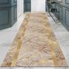 Luxury Marble Hallway Runner Greek Key Border Long Runner Rug, Black Gold Modern Corridor Runner Retro Home Decoration