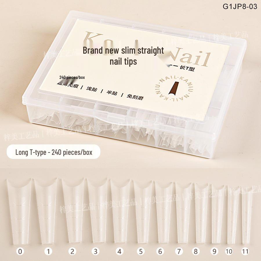 

Ultra-Thin Seamless Nail Art Slim Straight Tips: Guideline Oval Half-Cover, No-File Needed, Perfect for Salon Manicures.