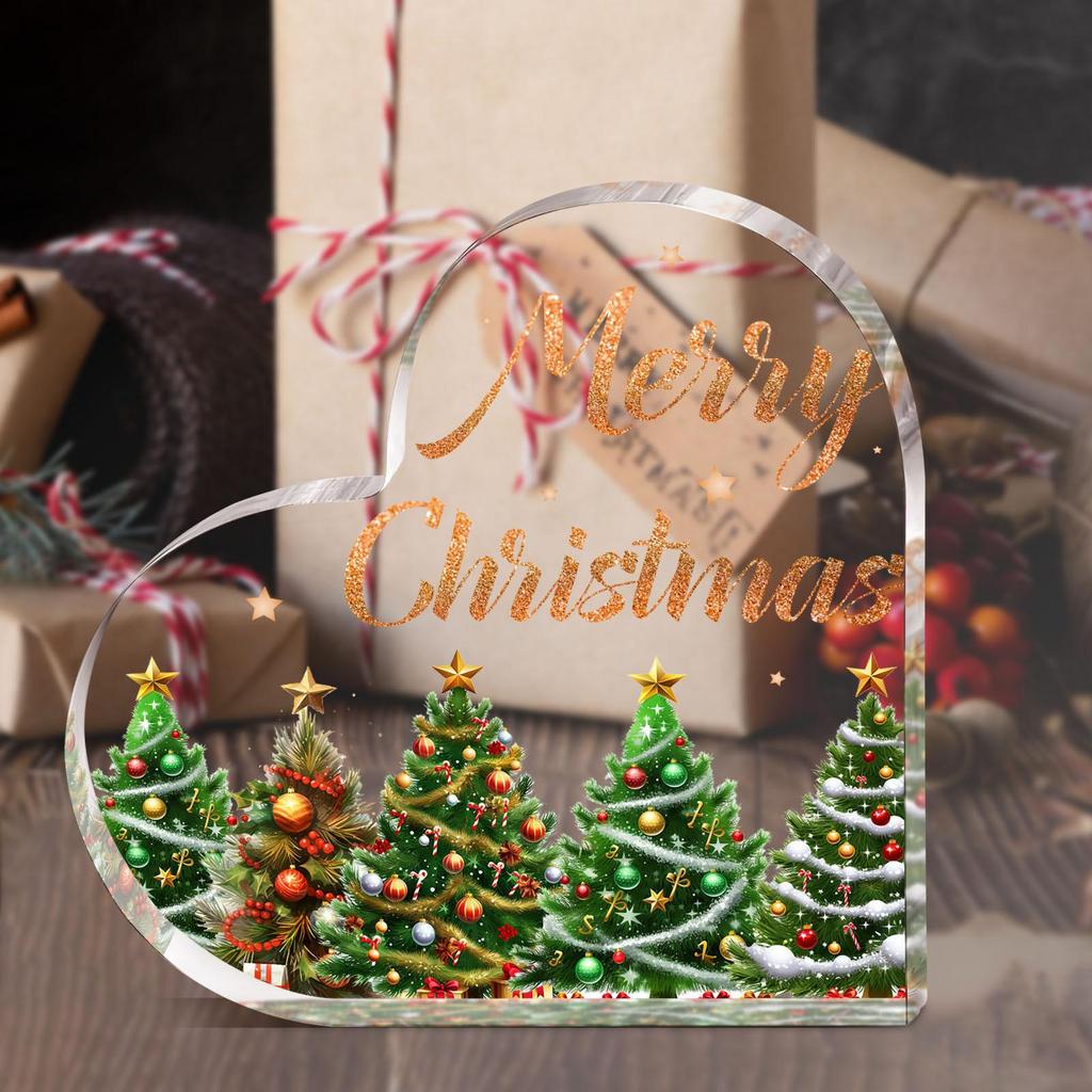 2D Flat Heart-shaped Acrylic Christmas Decoration, Indoor and Outdoor Decoration - No Battery/electricity Required, Free Day Decoration, Shop Deco