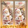 Santa Snowman Elk Stickers Christmas Window Clings, Cute Penguin Reindeer for Holiday Glass Clings Glass, Reusable Static PVC Decal Party Store Decor