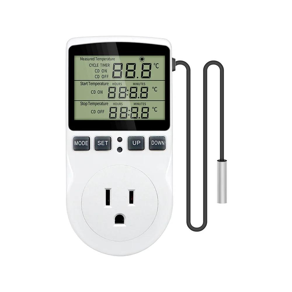 Timer Socket Digital Thermostat 220v Temperature Controller Socket Outlet With Timer Switch Cooling Heating Temperature Sensor