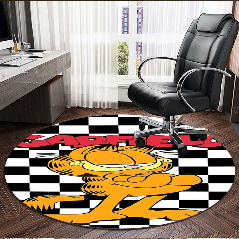 Garfield Print Round Rug, Washable Floor Carpet, For Entryway Dorm Laundry Room Office Study, Home Decor Birthday Christmas Gift