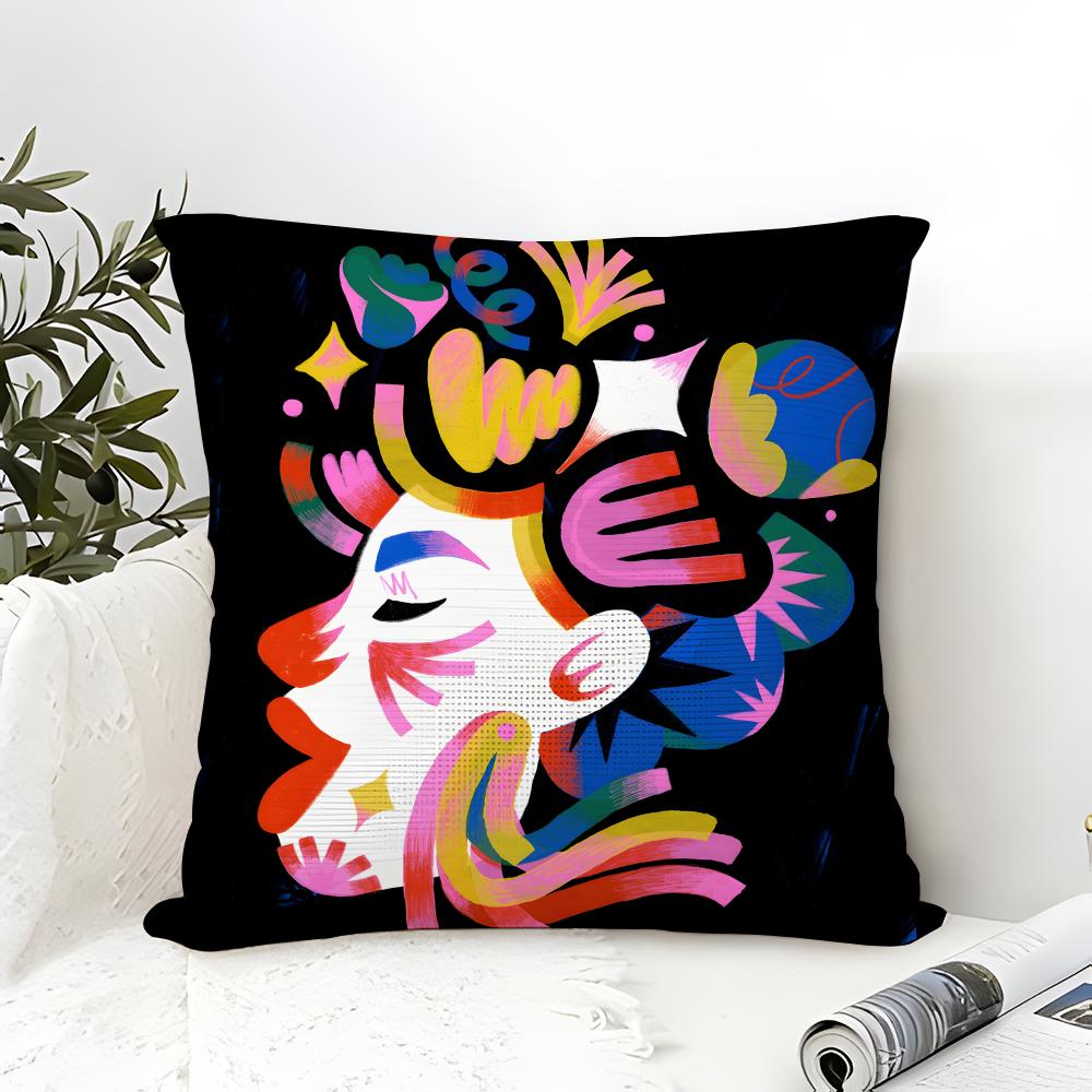 Color Illustrator W-Willian Santiago Art 1 Pillow Case Linen Pillow Case Sofa Home Decor Cushion Cover Cushion Cove