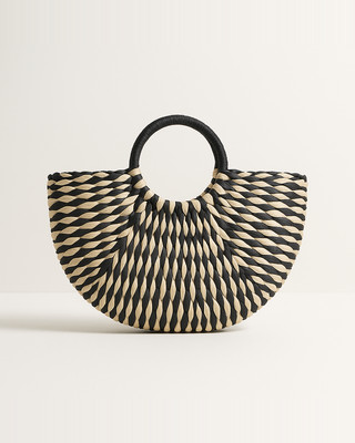 Módní slaměná kabelka Dámská letní taška s půlměsícovou rukojetí Plážová taška s velkou kapacitou