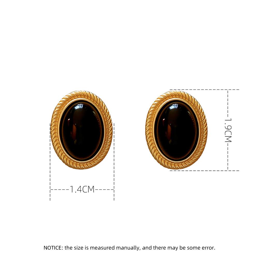Neue Retro Goldfarbene Metalllinie Schwarze Ovale Steckerohrringe für Damen Fortschrittliches Design Eleganter Schmuck für Junge Mädchen Party