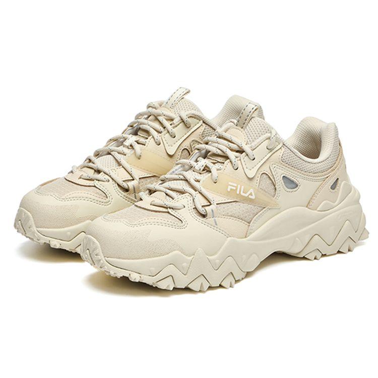 Fila Oakmont 2 Mesh Fabric Synthetic Leather TPU Leather Retro Sports Low-Top Lifestyle Shoes Women Sneaker Beige F12W232133FAG