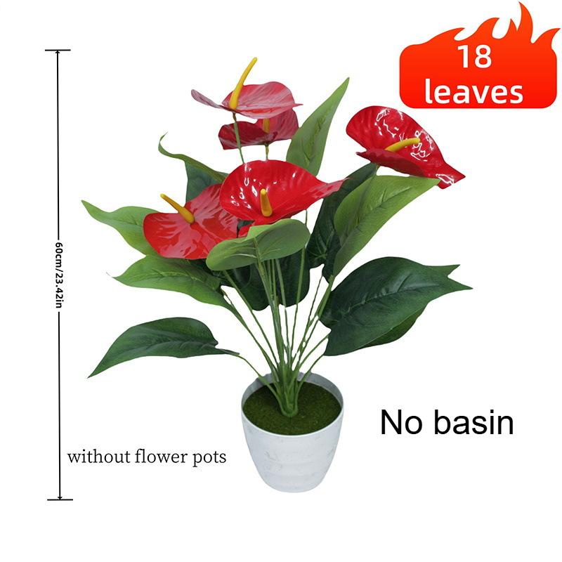 

18 Heads Artificial Anthurium Red Green Plastic Plants Home Garden Living Room Bedroom Decoration Fake Plants Home Decor
