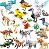 MOC Město Kreativní Stavební Kostky Příslušenství ZOO Nosorožec Lev Klokan Vlk Liška Žába Včela Vrána Páv Mini Cihlička Hračka Dárky X021
