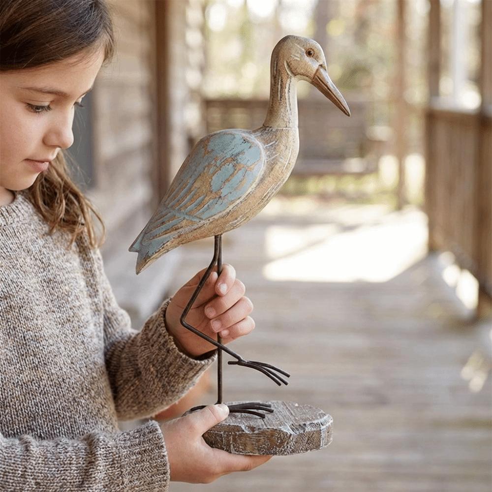Vintage Sea Bird Figurine Handcrafted Nautical Statue Long-legged Bird Ornament  Office Desktop