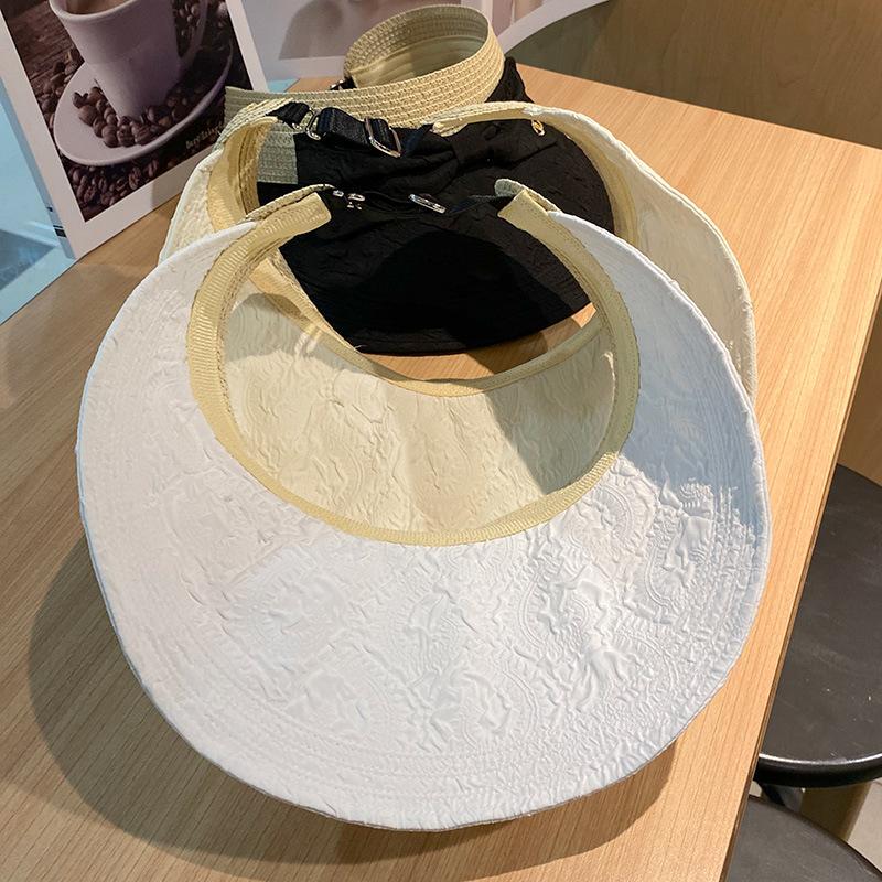 Niche Pleated Seersucker Empty Top Hat Children's Summer Small Fresh Bow Sun Hat Big Brim Sun Hat