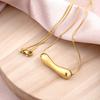 Simple And  Stainless Steel Strip Necklace Fashionable Versatile Bone Joint Pendant Neck Chain Does Not Fade Round Snake Chain