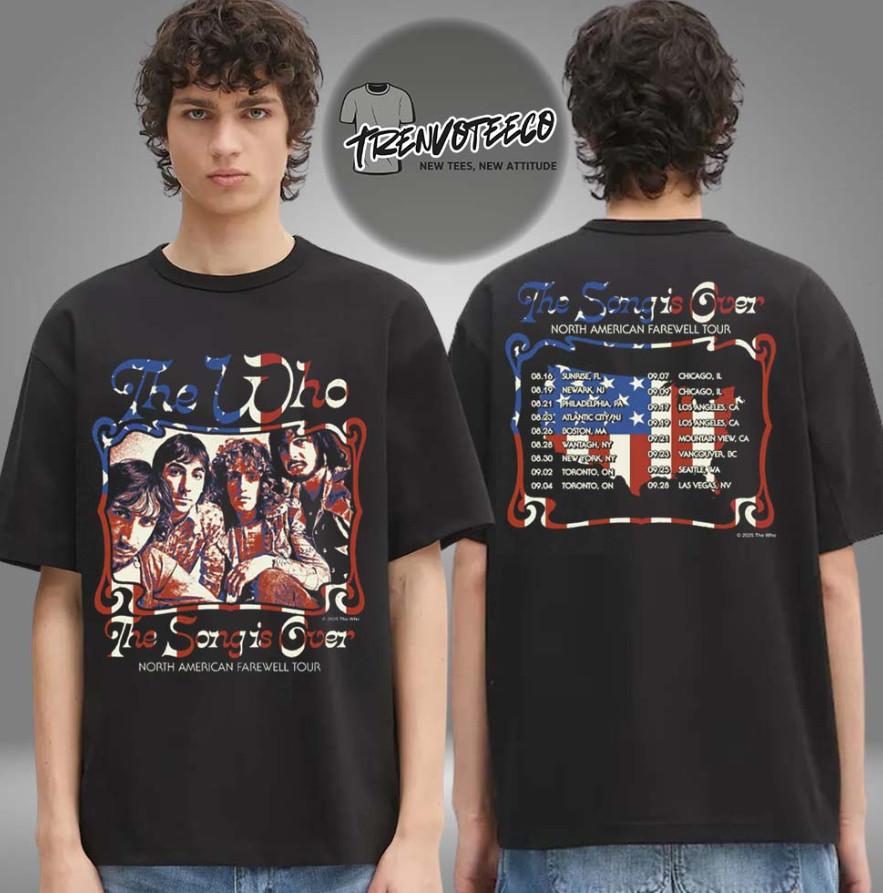 The Who The Song Is Over North America Photo Dateback Two Sided Unisex T-Shirt Unisex T-Shirt S