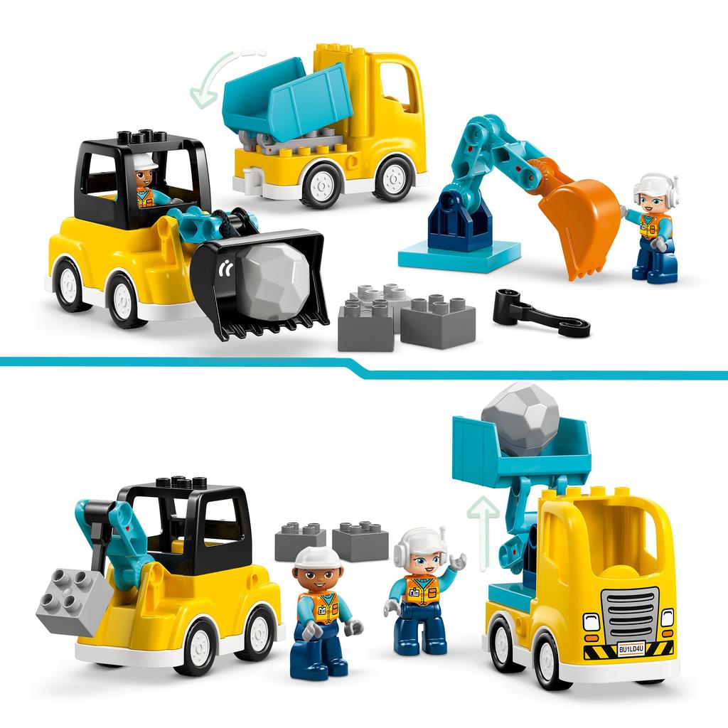 LEGO DUPLO Construction Site 3-in-1 Crane Truck Toy Building Blocks Educational Play Toddler Vehicle for Kids 1.5 2 4 Years Old Boys and Girls