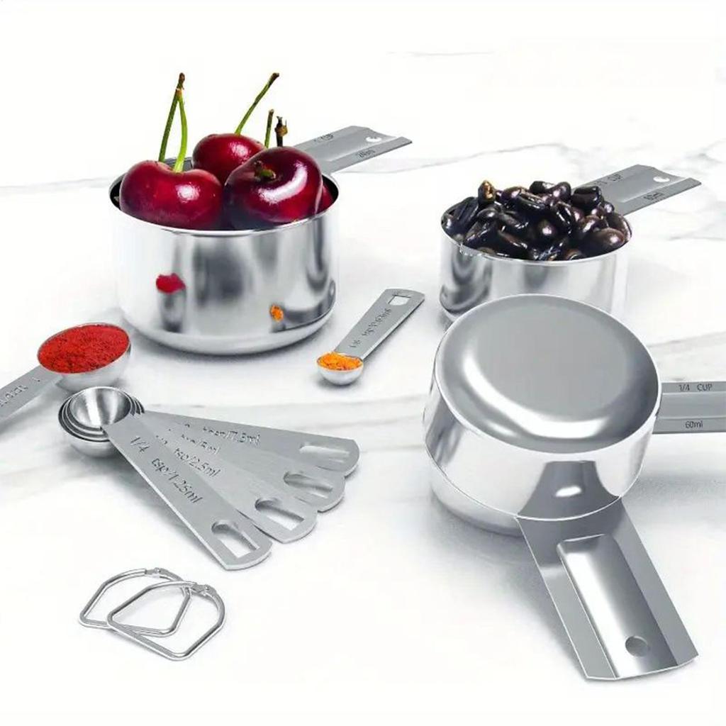 Measuring Cups Stainless Steel With Spoons Steel Accurate Stackable Kitchen Gadgets Dry & Liquid Ingredient Measuring Cups Set