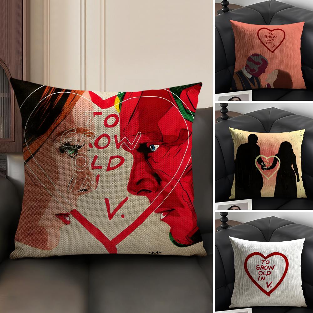 To Grow Old In WandaVision Cushion Cover Natural Linen Organic Fabric DoubleSided Printing Sofa Home Decor Gift Pillow Case