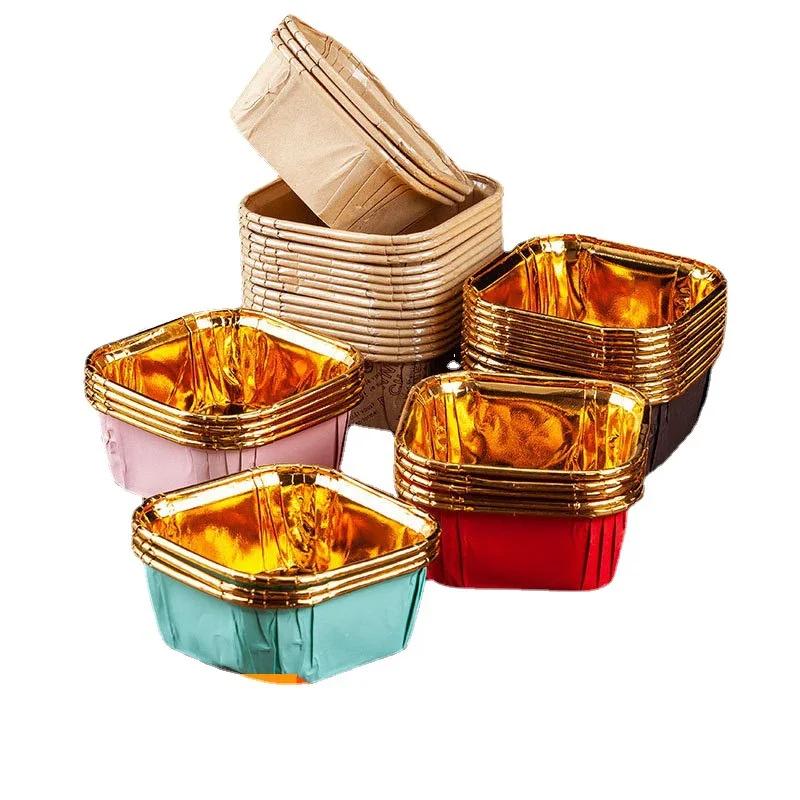 50Pcs 6.5x3.5cm Square Cupcake Paper Oil-proof Chiffon Roll Cake Cup Baking Muffin High Temperature Case Mold