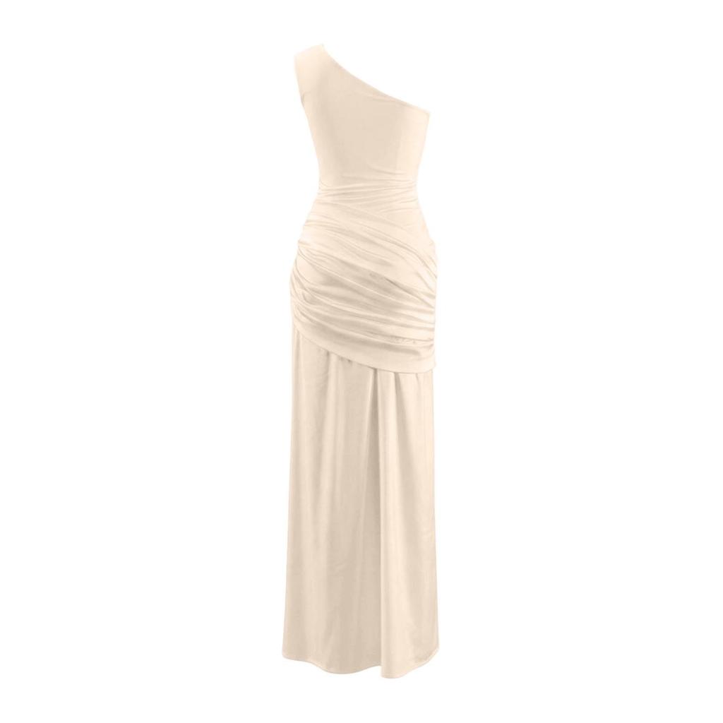 Women's Elegant Off Shoulder Long Formal Dress with Asymmetric Slit Bodycon Evening Gown