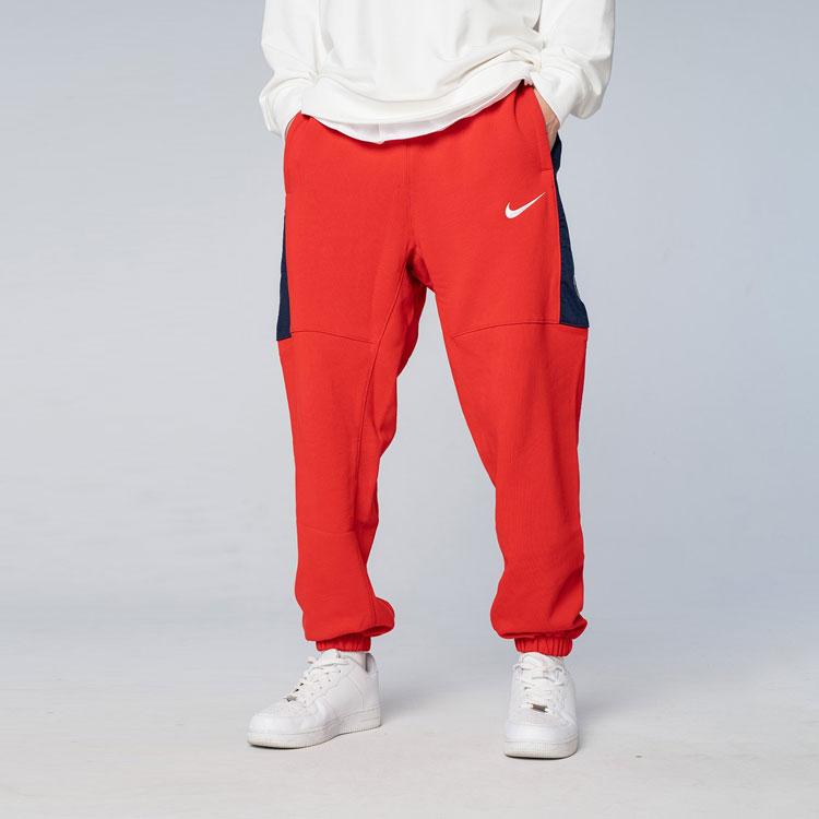 Nike NBA Brooklyn Nets Color Block Logo Fleece Lace-Up Sports Pants Men bottoms Red DC0897-657