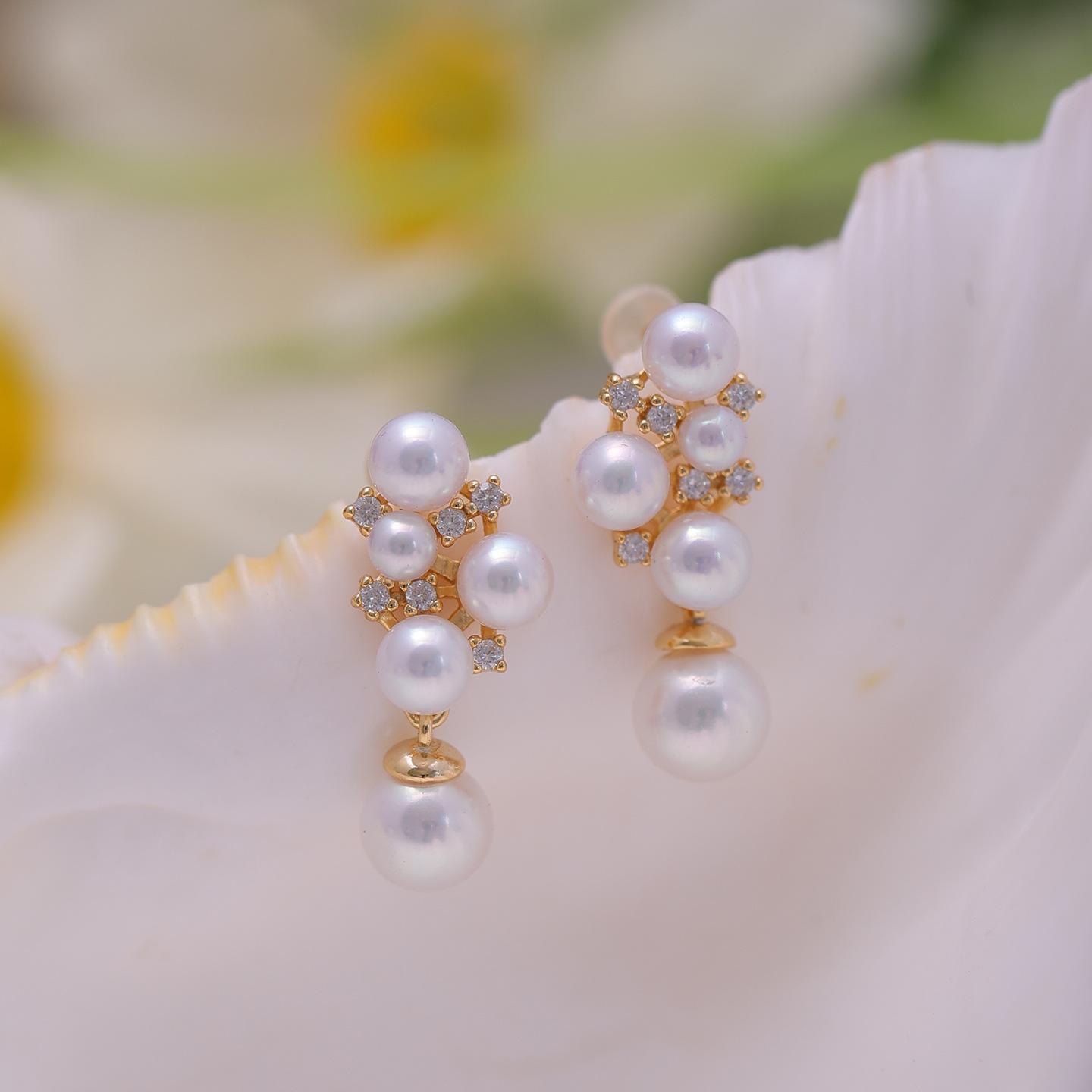 925 Silver Women s Drop Earrings Trendy Romantic Freshwater Edison Pearl White Round AAAAA/AAAA Grade Sanqing Jewelry Freshwater Pearl Earrings&5-7mm