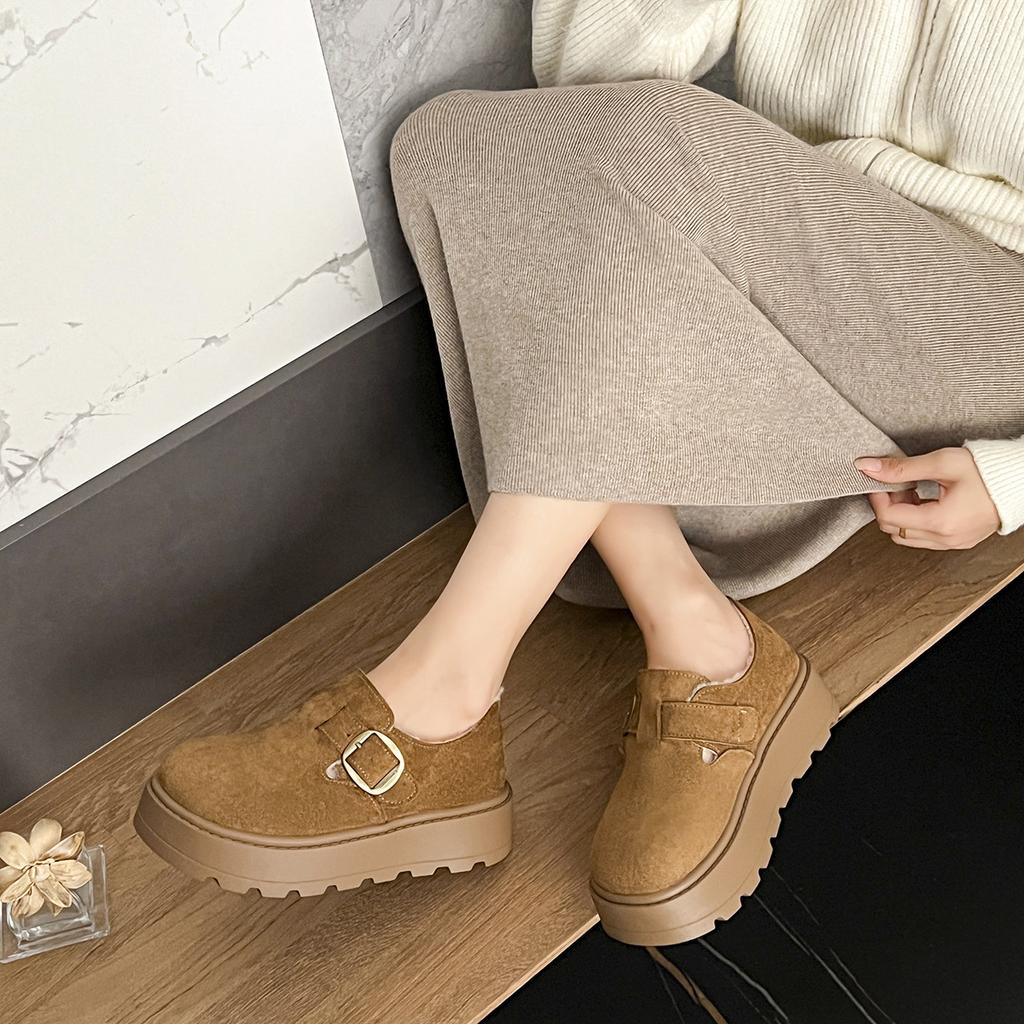 2025 Autumn New Heightening Single Shoes Bag Head Women's Shoes Muffin French Fashion Casual Daily Platform Women's Shoes