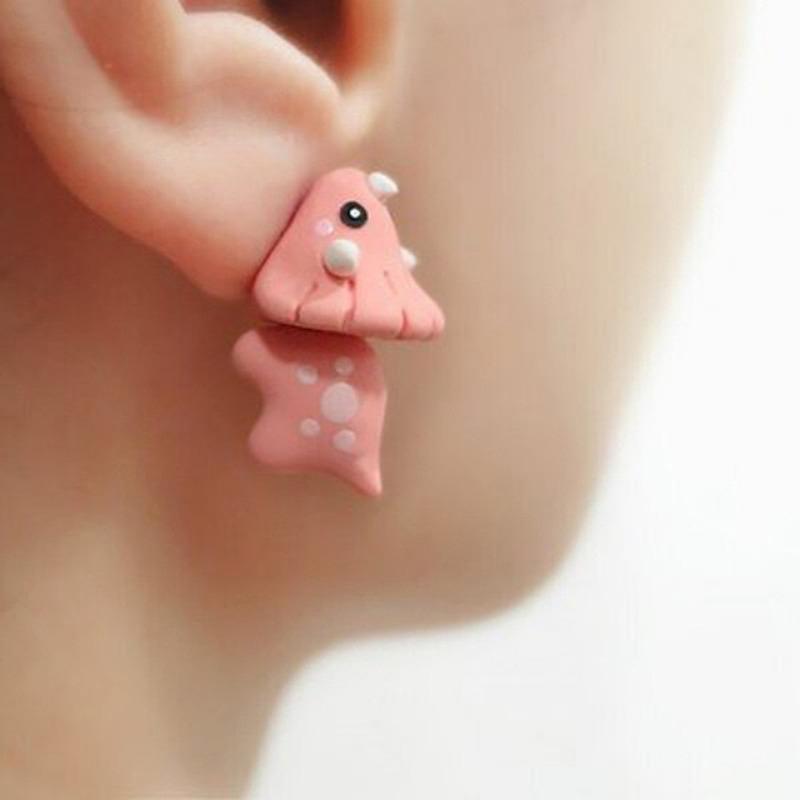 Small animals bite their ears, dinosaur studs, corgi, shark earrings, ear accessories, spray paint, cute mini.
