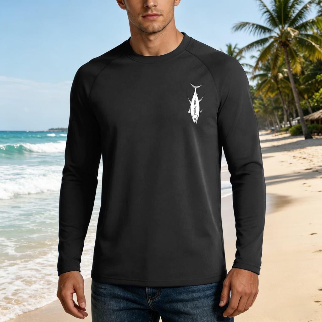 Men's Long Sleeve UPF 50 Plus Sun Protection Shirt Basic Breathable Loose Fit Outdoor Casual T-Shirt with Quick Dry Cooling Fabric