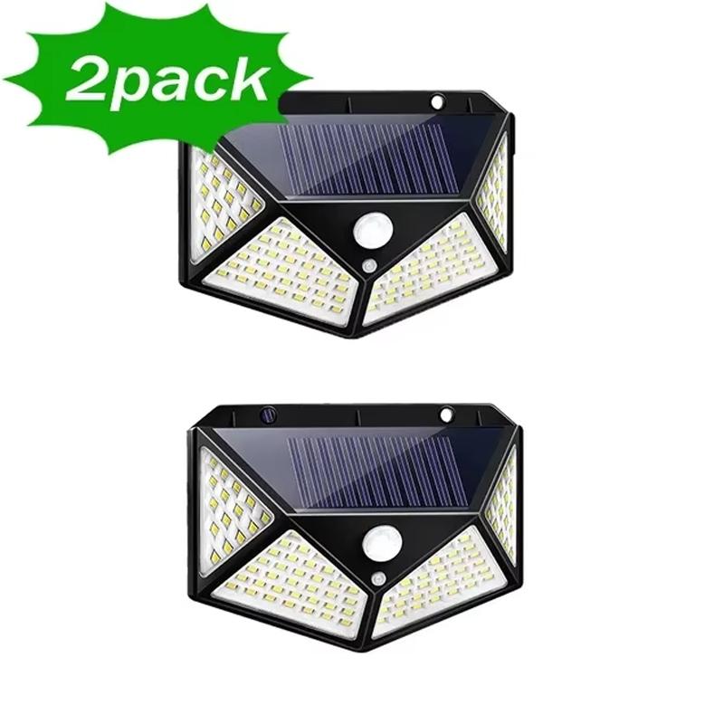 1/2/4/6/10PCS 100 LED Solar Wall Lamp 4 Sides Luminous With Motion Sensor Outdoor Garden Courtyard Waterproof Wall Lights Gifts