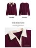 2025 Autumn Color Block Polo T-Shirt for Women: Long-Sleeved, Fake Two-Piece Design for Middle-Aged Mothers