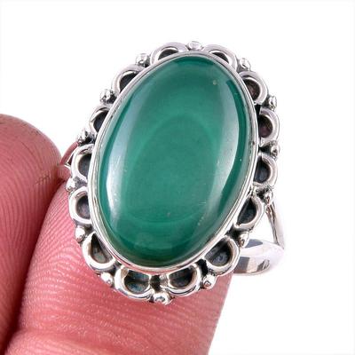 Natural Malachite Gemstone 925 Solid Sterling Silver Jewelry Ring Size 10 E4S97