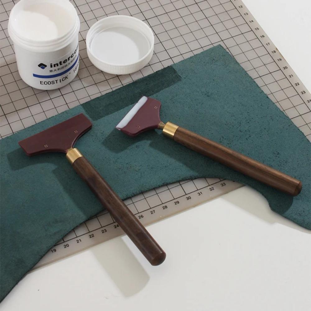 1Pc Practical Leather Gluing Tool Sandalwood Handle DIY Handcraft Glue Application Tools For Leathercraft Handmade