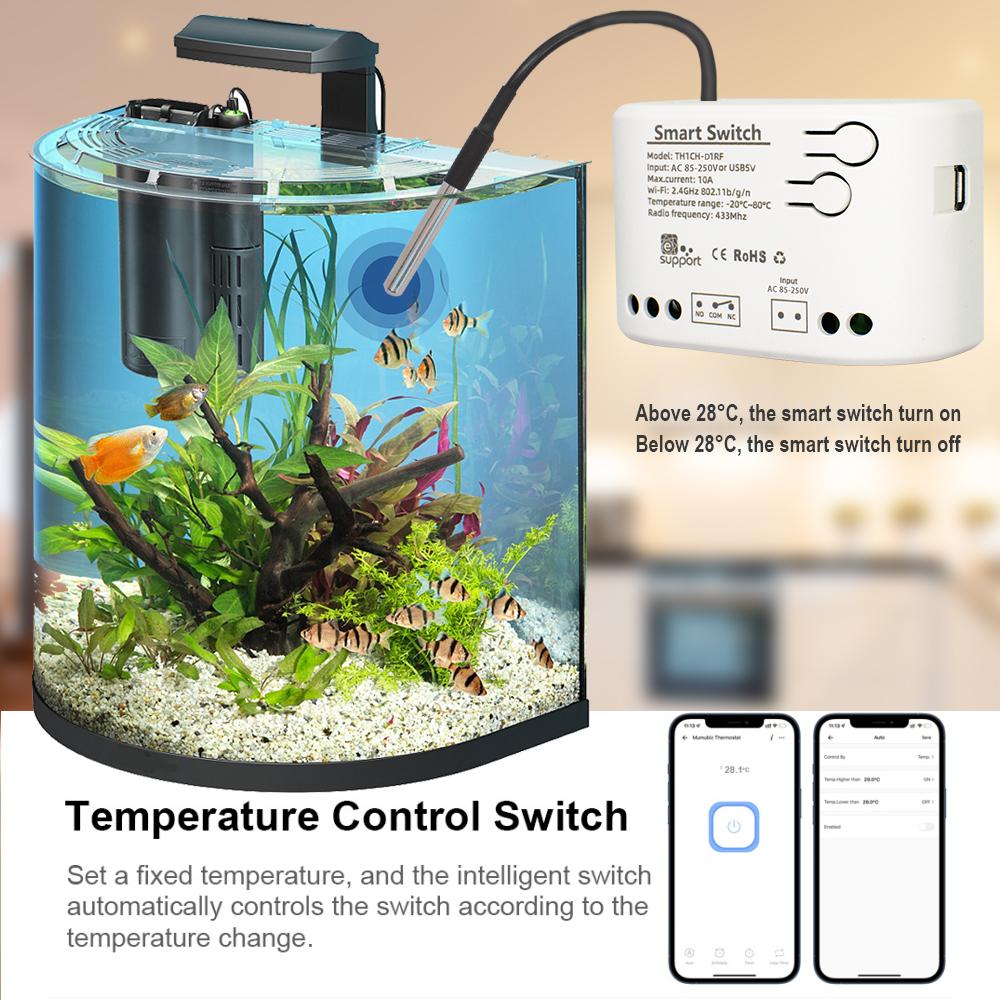 eWeLink WiFi Switch 10A 2200W Wireless Control with Power Consumption Monitoring Temperature and Humidity Thermostat Alexa