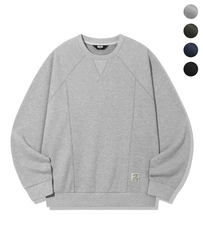 TRILLION Overlock Stitch Waffle Sweatshirt_4Color