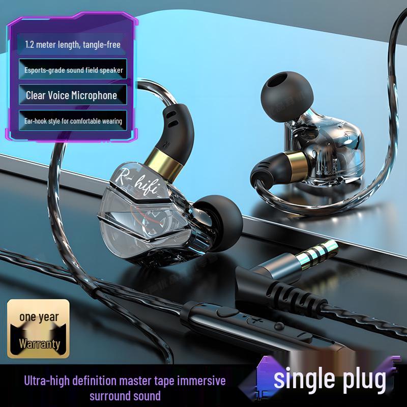 USB Gaming Headset with In-Ear Wired Design and Microphone for Desktop, Laptop, and E-Sports