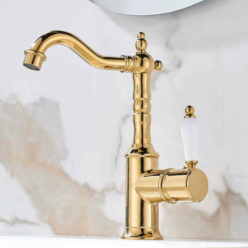 Gold Basin Faucet Antique Bronze Bathroom Faucet Mixer Tap Black Wash basin Faucet Hot and Cold Lavotory Faucet Water Faucet