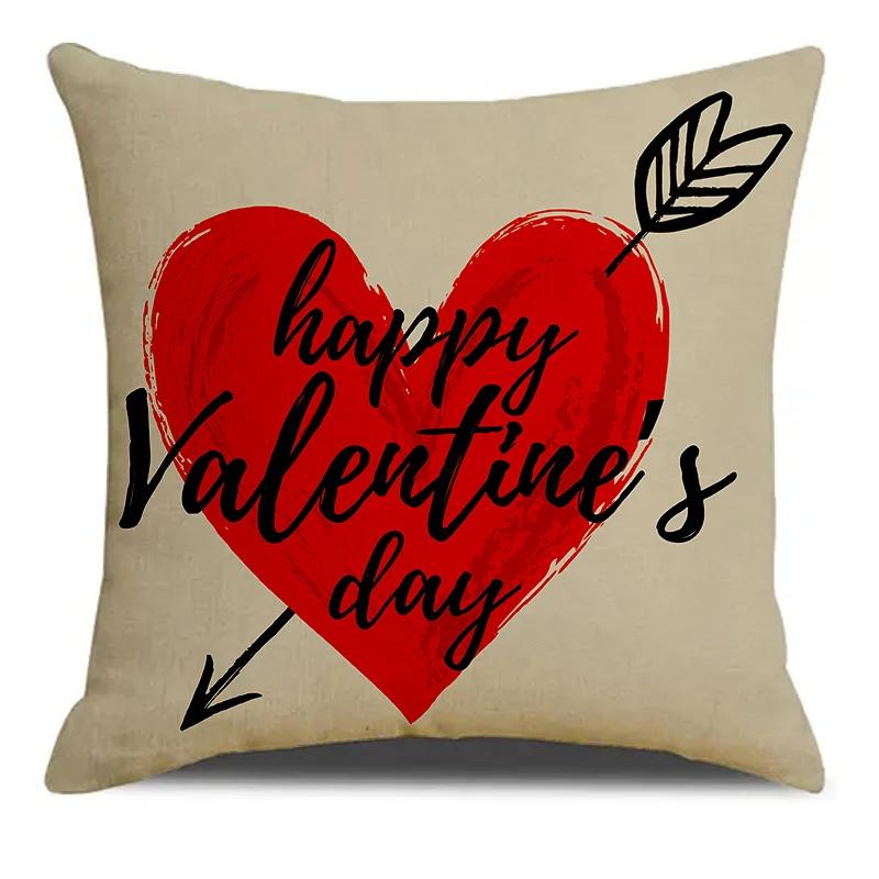 

Любовь Кот День Святого Валентина Принт Узор Наволочка для квадратной подушки дивана Мягкая Смесовая Наволочка Чехол для подушки Гостиная Домашний декор 66x66cm