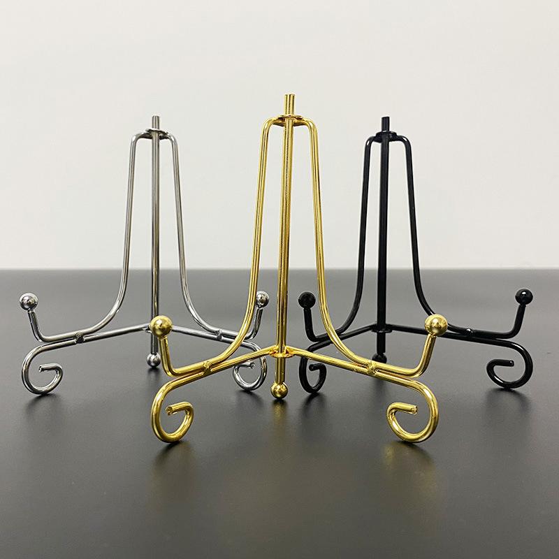 1Pcs Home Decoration Photo Pedestal Book Holder Display Stand Black Iron Plate Rack Easel