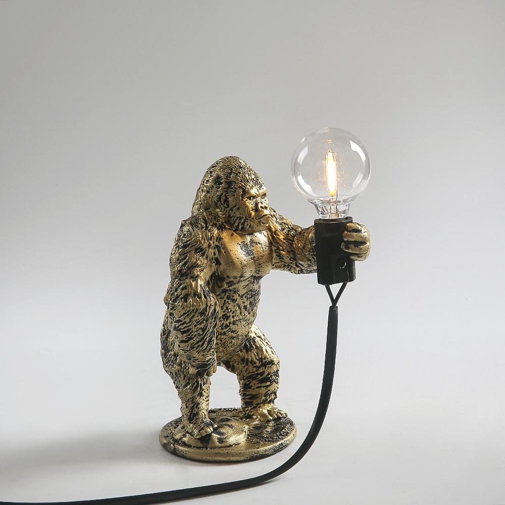 Lampă de masă din rășină Animal Gorilla Ornamente mici Mini Gorilla Lumini LED drăguțe Decor pentru interior Corp de iluminat lampa de masă artizanală