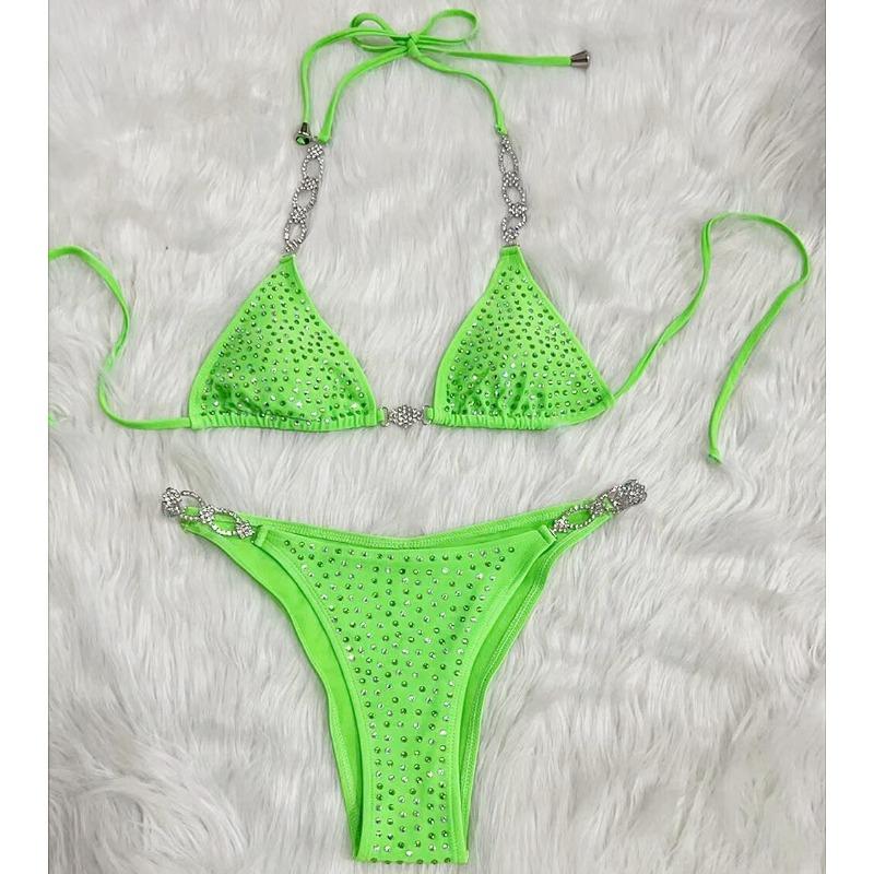 Seksi Kadın Elmas Mayo bikini seti Şınav Bandaj Mayo kadın Iki parçalı Mayo Plaj Kıyafeti