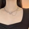 Three Flower Splicing Necklaces Half Stacked Wearing Cold Wind Hip Hop Cool Tide Sweater Chain
