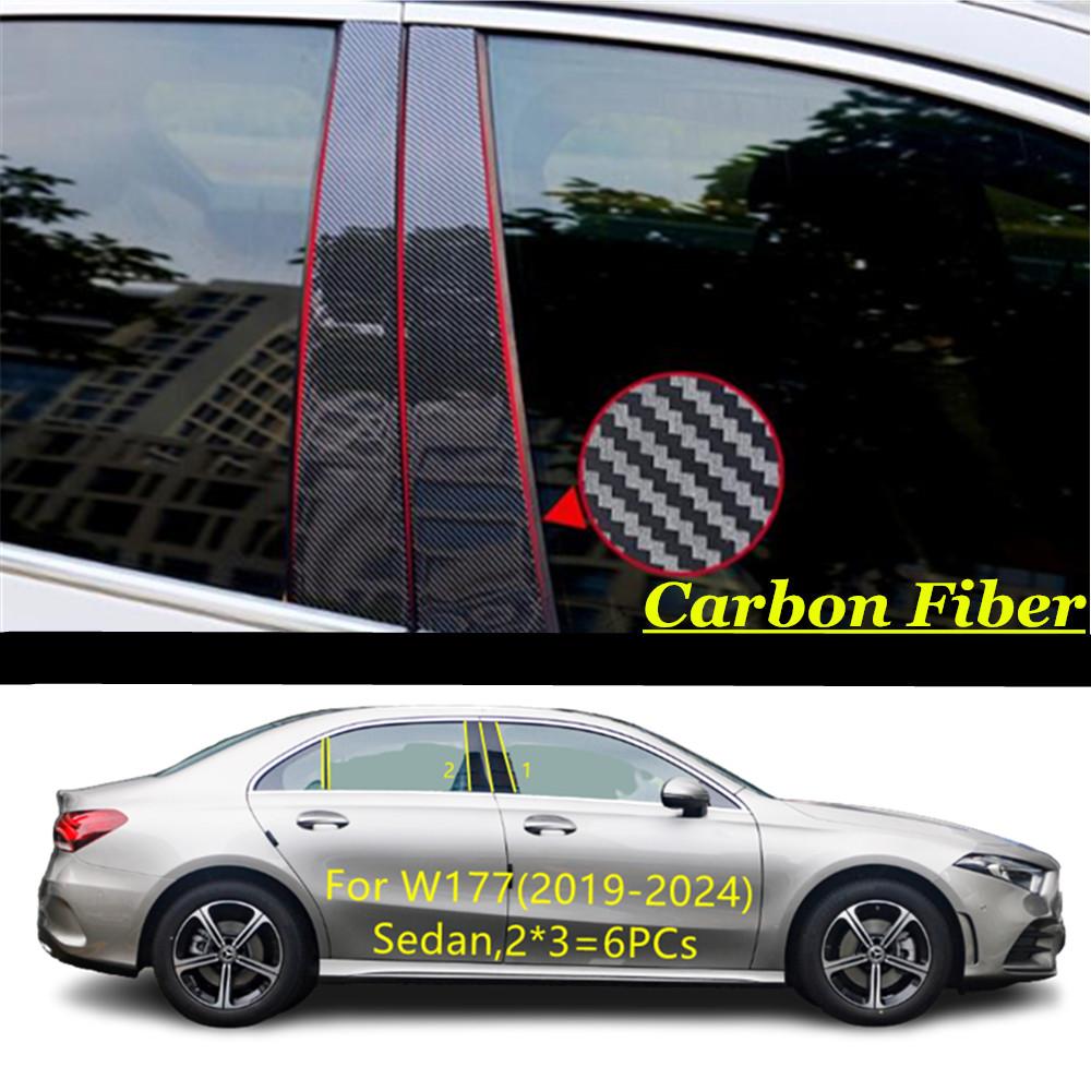 Car TPU/Glossy Mirror Pillar Post Cover For Mercedes Benz A Class Hatchback Sedan W177 -2024 Stickers Accessories 6PCS