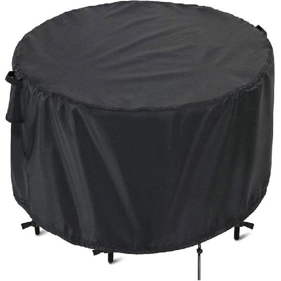 Kingling Patio Furniture Covers, 54 inch Round Patio Table Cover for Outdoor Furniture, Heavy Duty Waterproof Patio Table and Chair Set Cover Black -