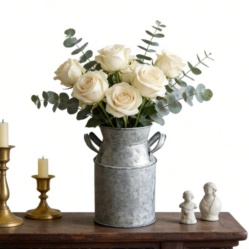 Retro French Pitcher Vases Metal Rustics Vases for Dried Flower,Farmhouse Decorative Pitchers Rustics Milk Jugs Vases